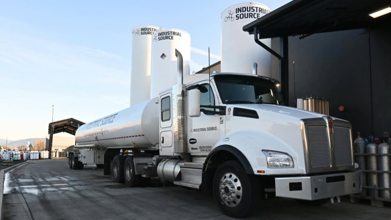 gas and welding supply company truck and tanks